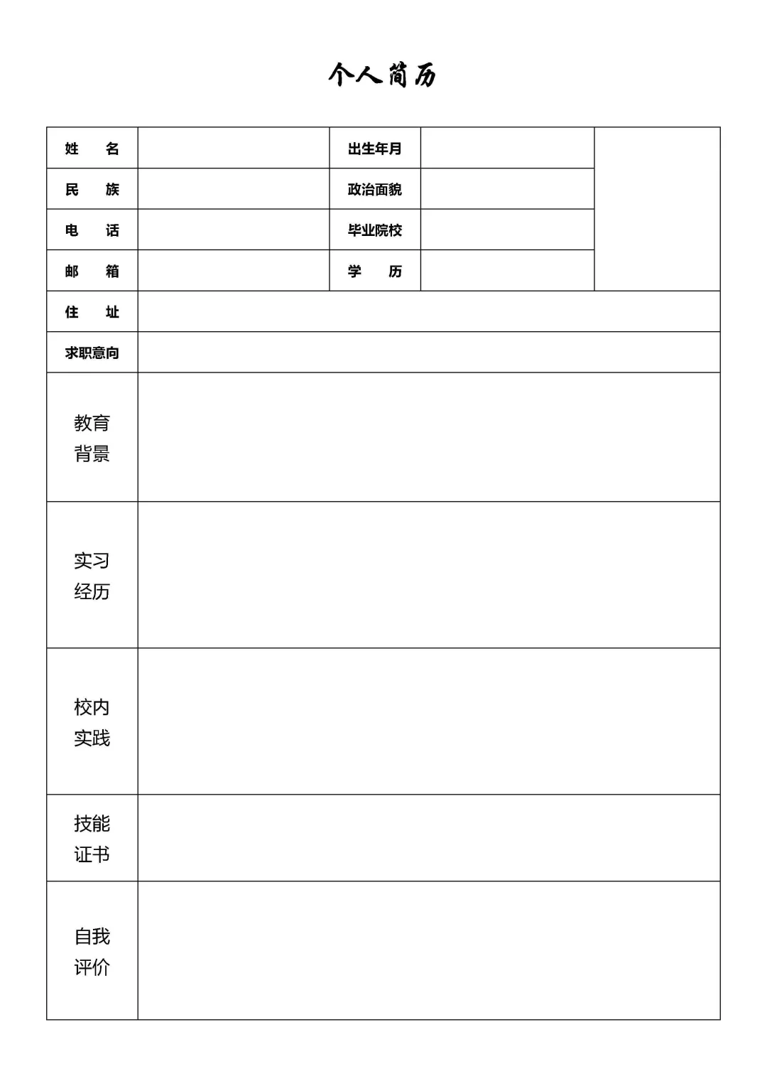 ? 1页纸空白简历模板｜HR闺蜜教我这样写
