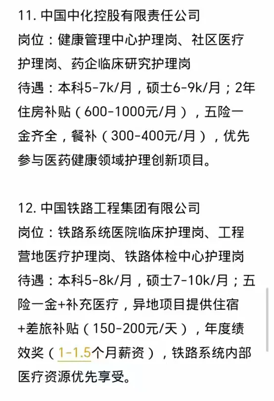 护理类专业必投的15家央国企---秋招篇