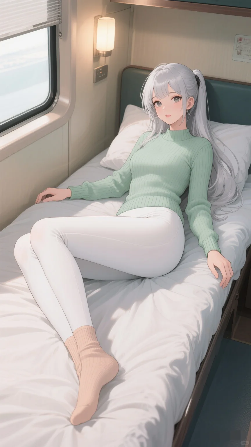 壁纸分享：卧铺列车上的美女小姐姐(新)