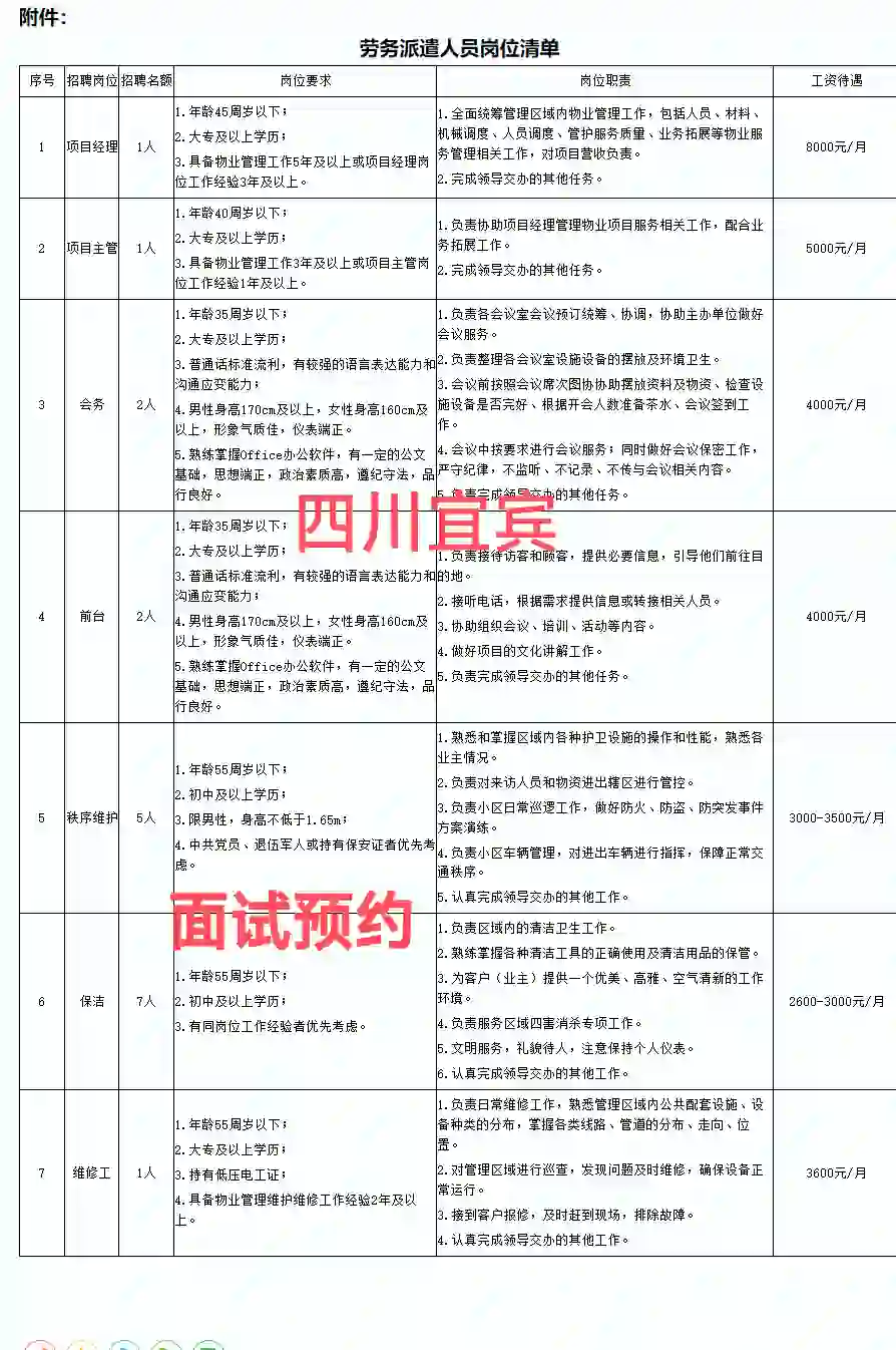四川宜宾伊塞能人力资源有限公司19人