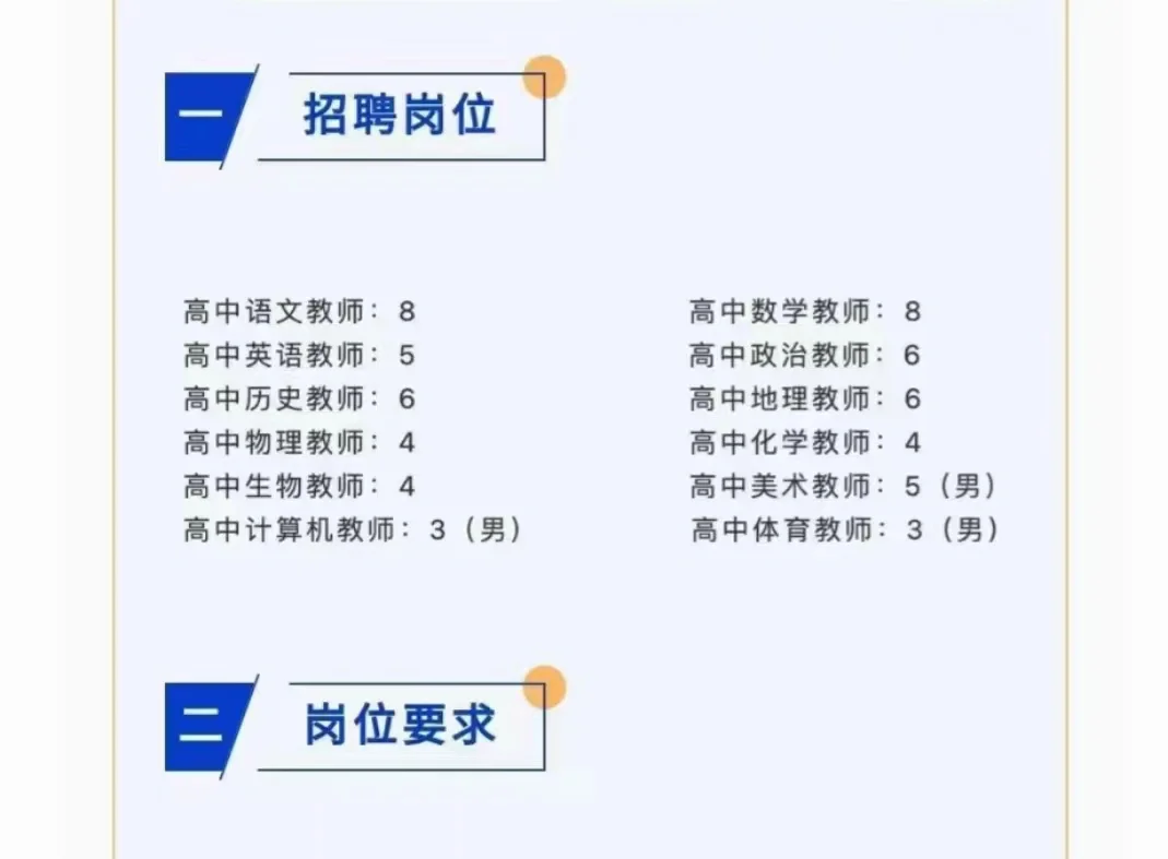 明天中学招聘教师岗！西海岸！