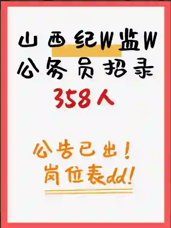 358人！山西纪监w招聘！