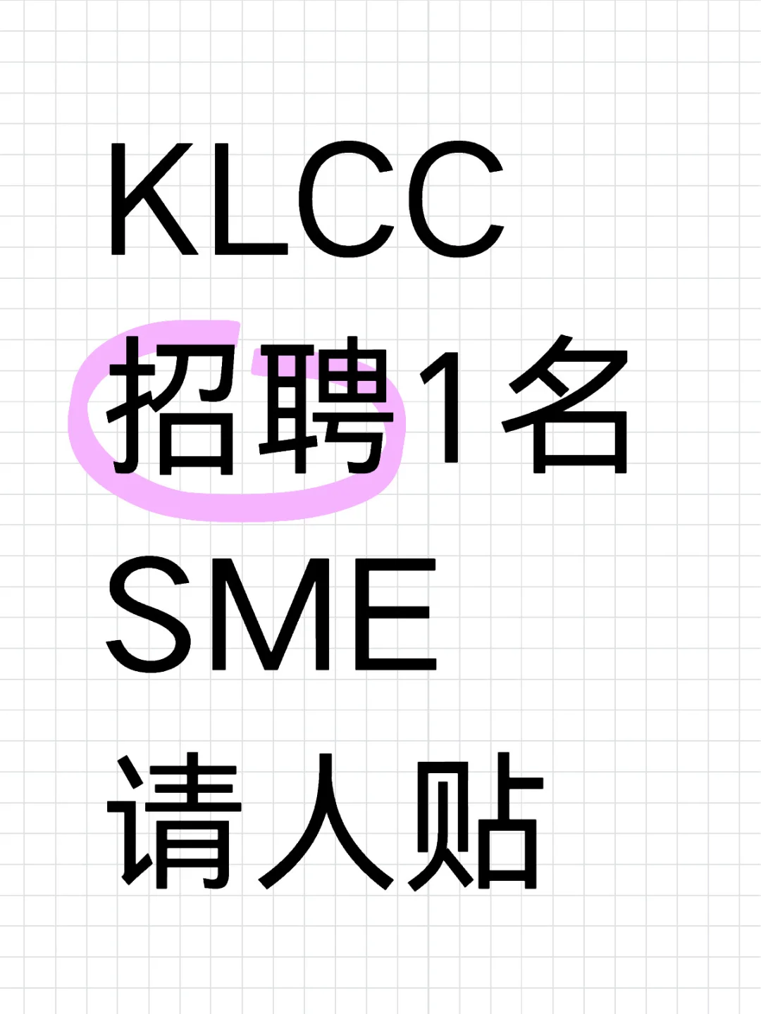 大马找工作的看过来！就招聘1人！