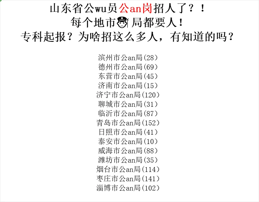 谁知道为啥又招聘，还都是公an岗！