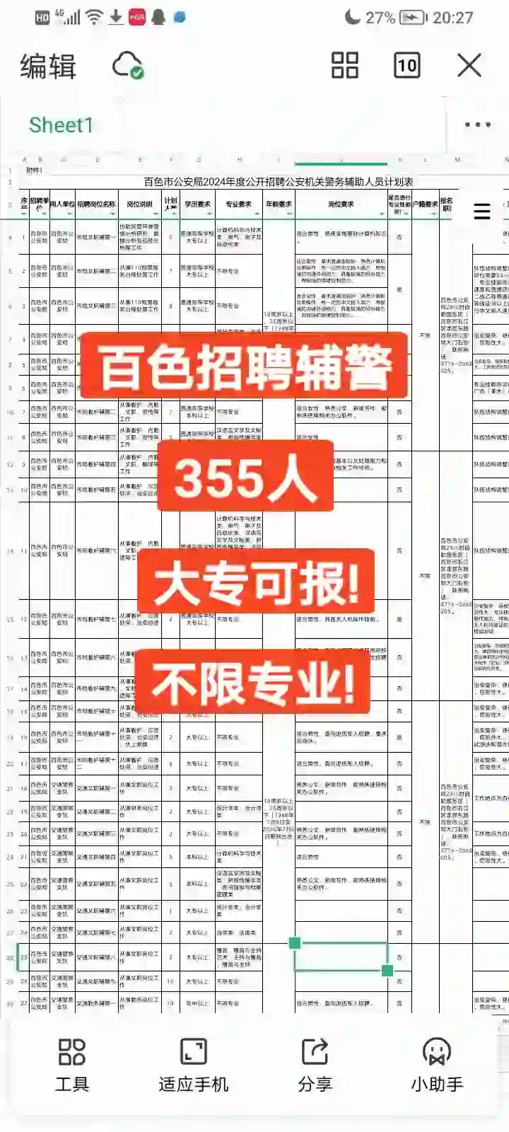 百色招聘公安局辅警