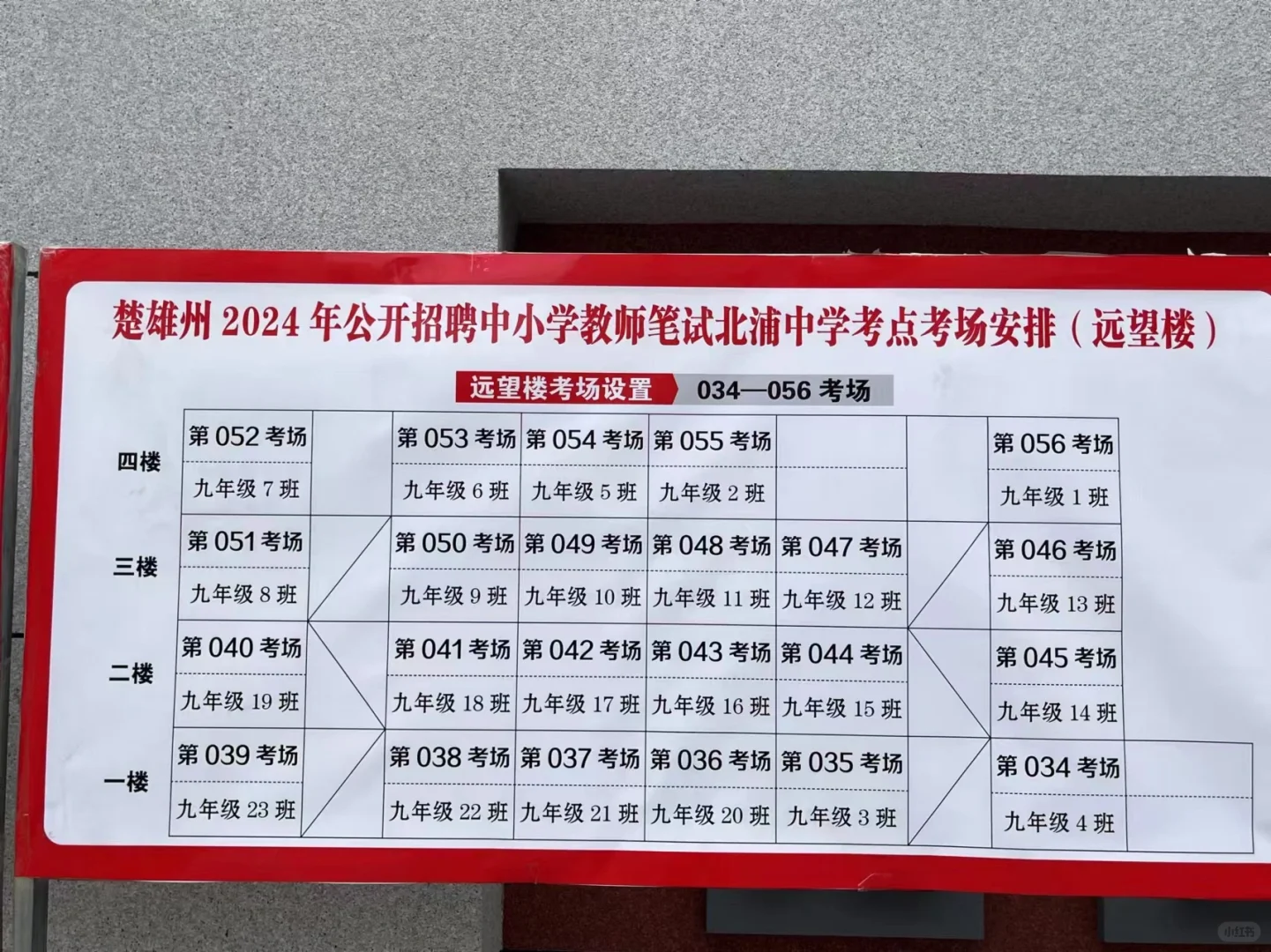 楚雄州7.6中小学教师招聘北浦中学考场图