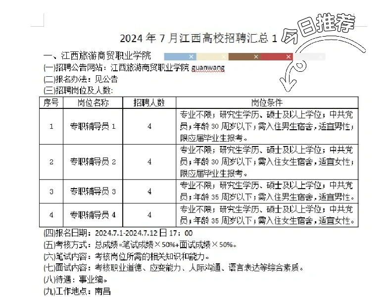 2024年7月江西高校招聘汇总（本硕可报）