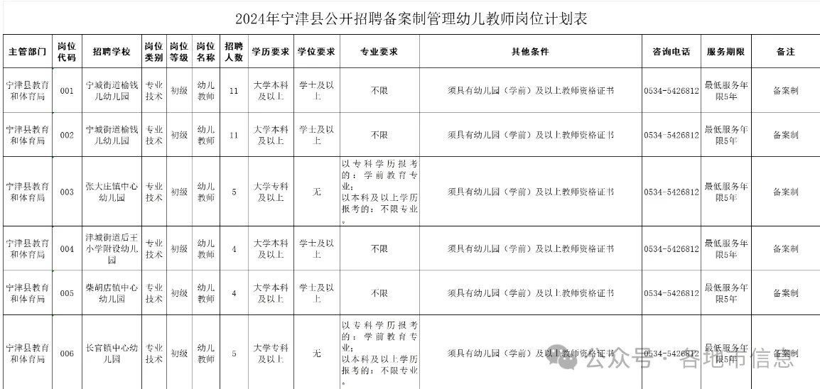 2024年德州宁津县公开招聘备案制管理幼儿教