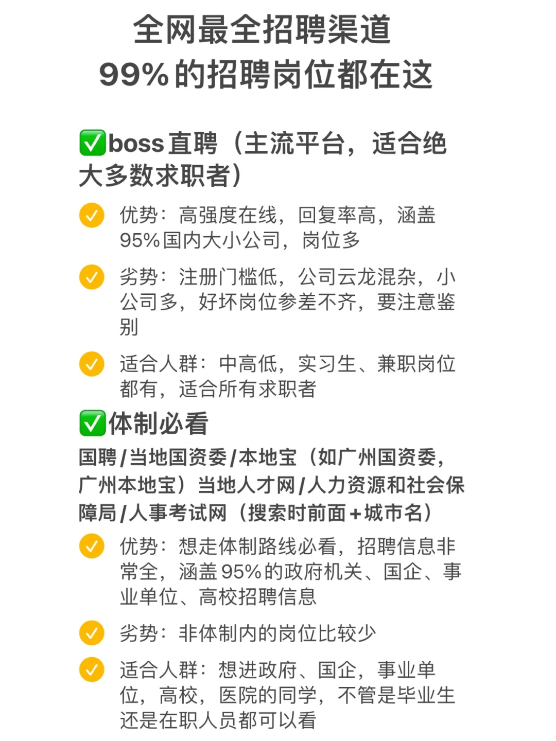 全网最全招聘渠道，99%的岗位信息都在这‼️