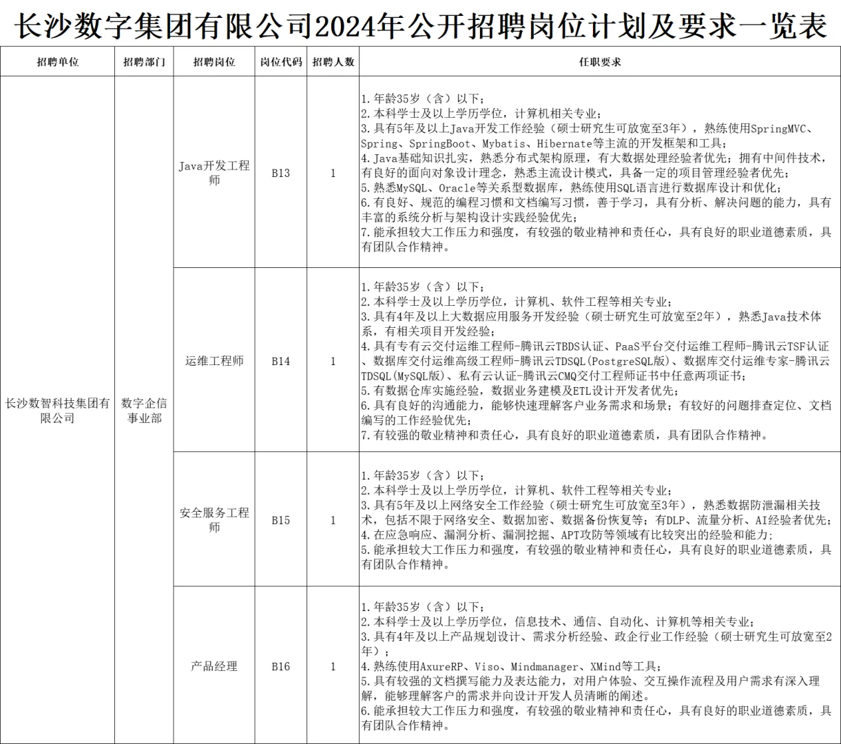 2024年湖南省长沙数字集团有限公司招聘啦~