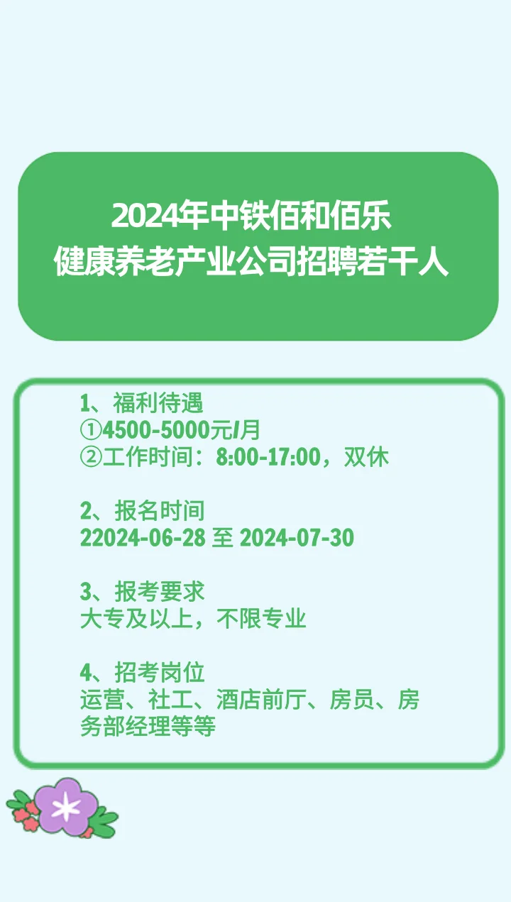 2024中铁佰合佰乐健康养老产业公司招聘公告