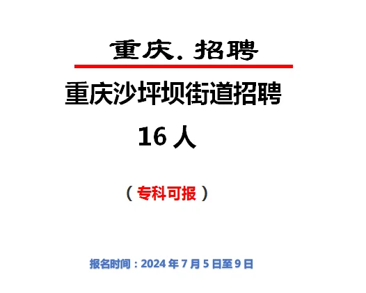 重庆沙坪坝街道招聘16人😇