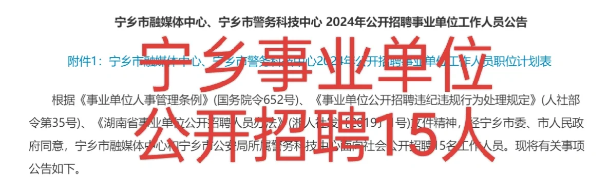 宁乡事业单位公开招聘