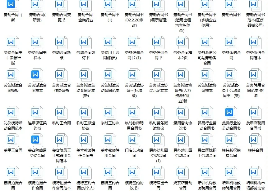 各行业劳动合同模板范本通用雇用聘用电子版