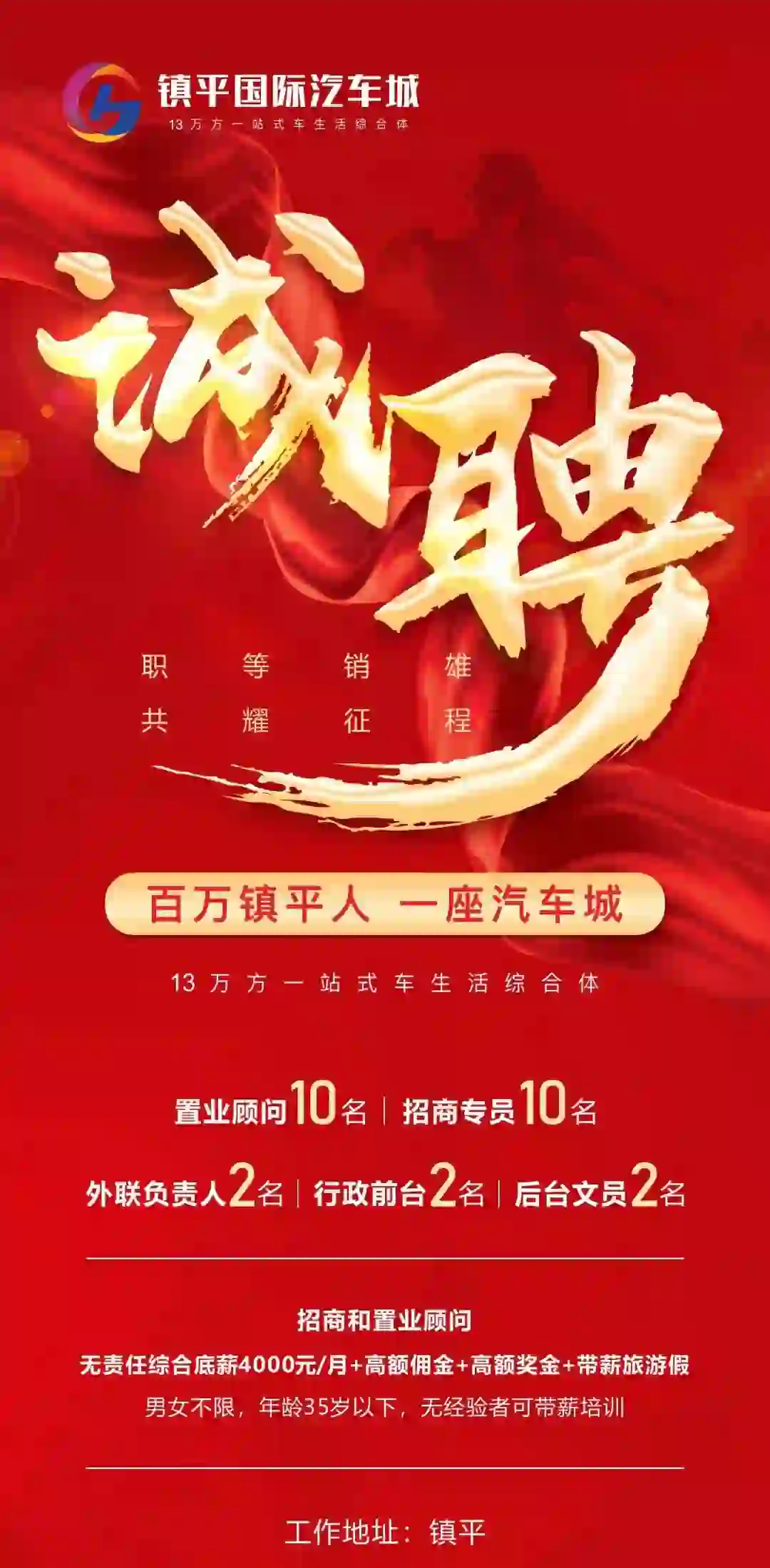 镇平县徽盈置业招聘啦