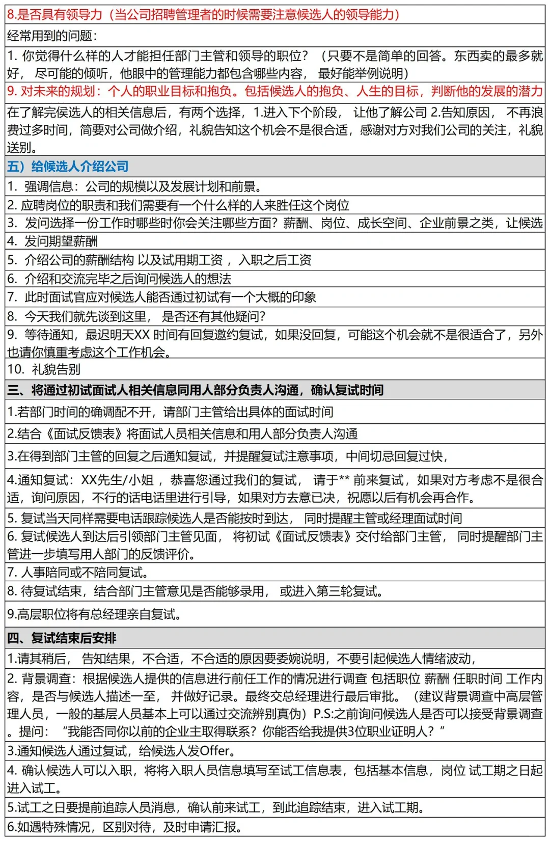 人事招聘执行流程SOP