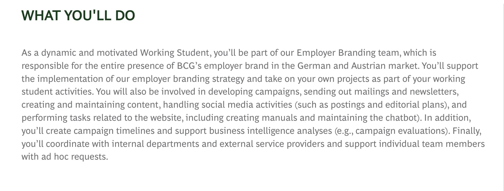 德国慕尼黑working student岗位招聘