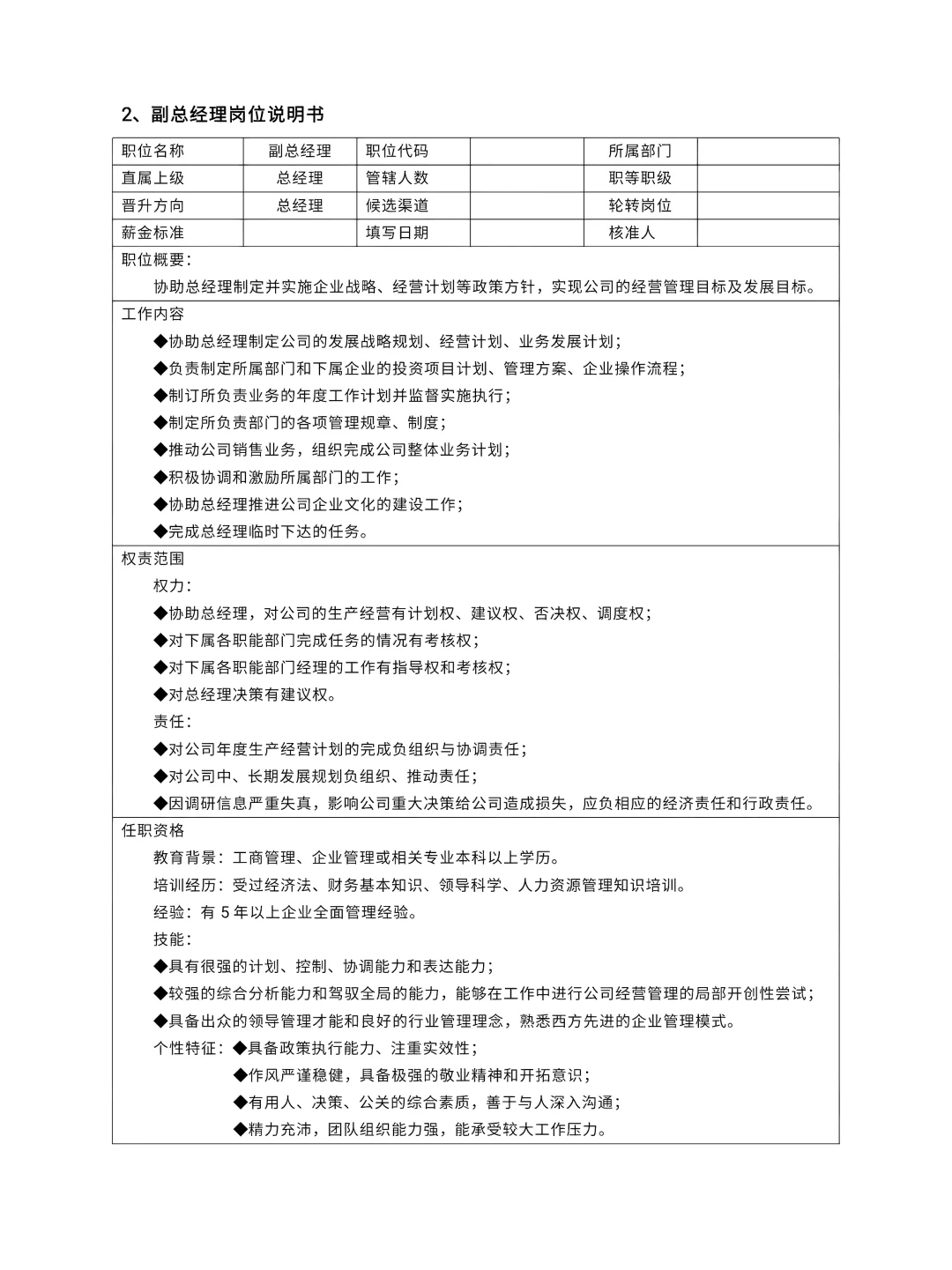 职场必备！最新版岗位说明书大全