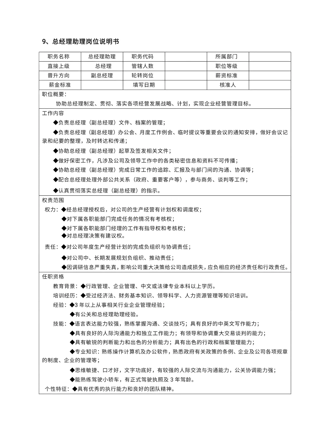 职场必备！最新版岗位说明书大全
