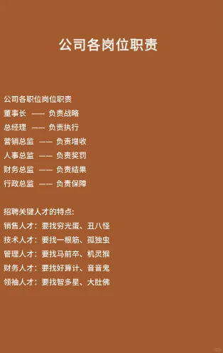 公司各岗位职责
