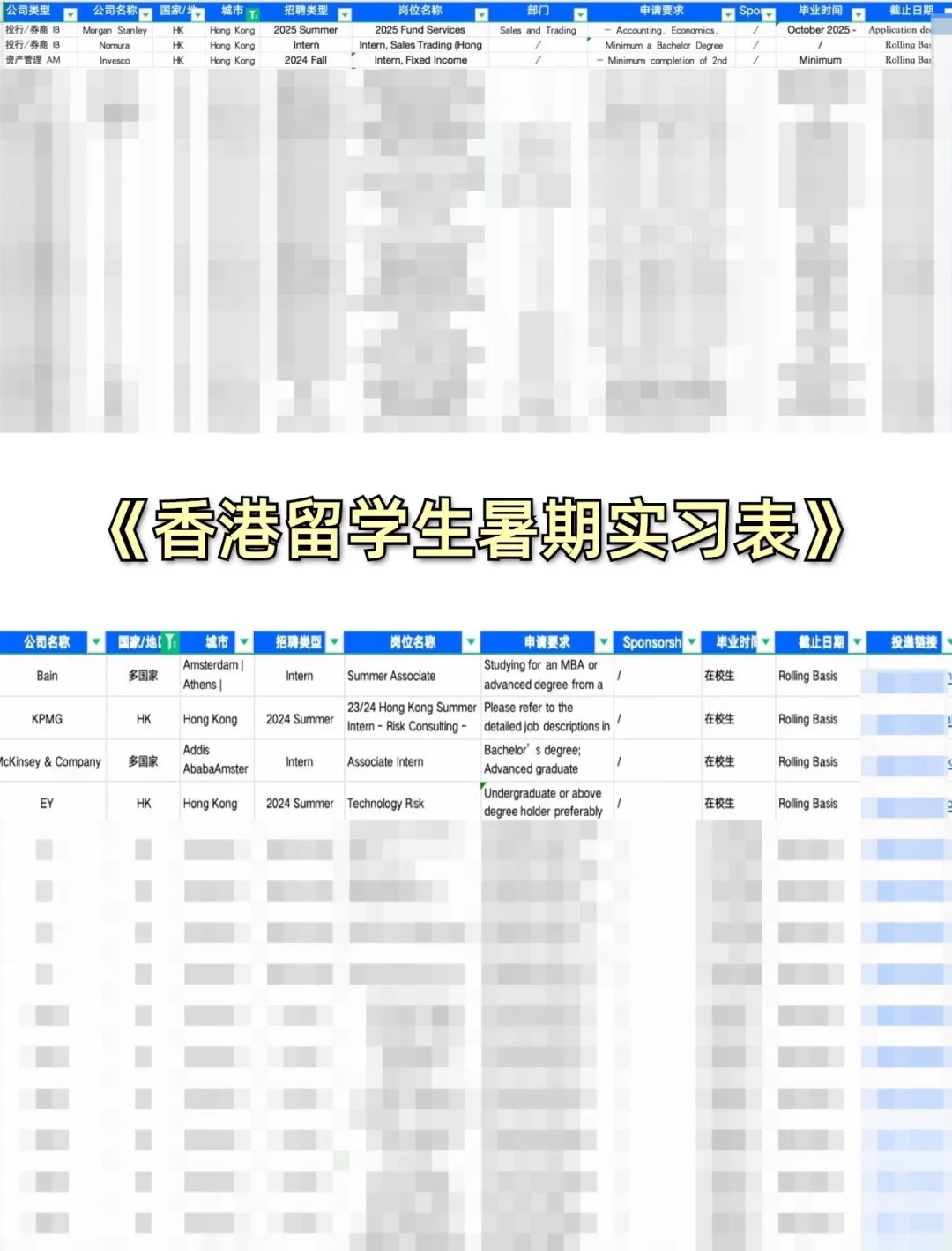 香港🇭🇰Summer Intern超多岗位 来拿