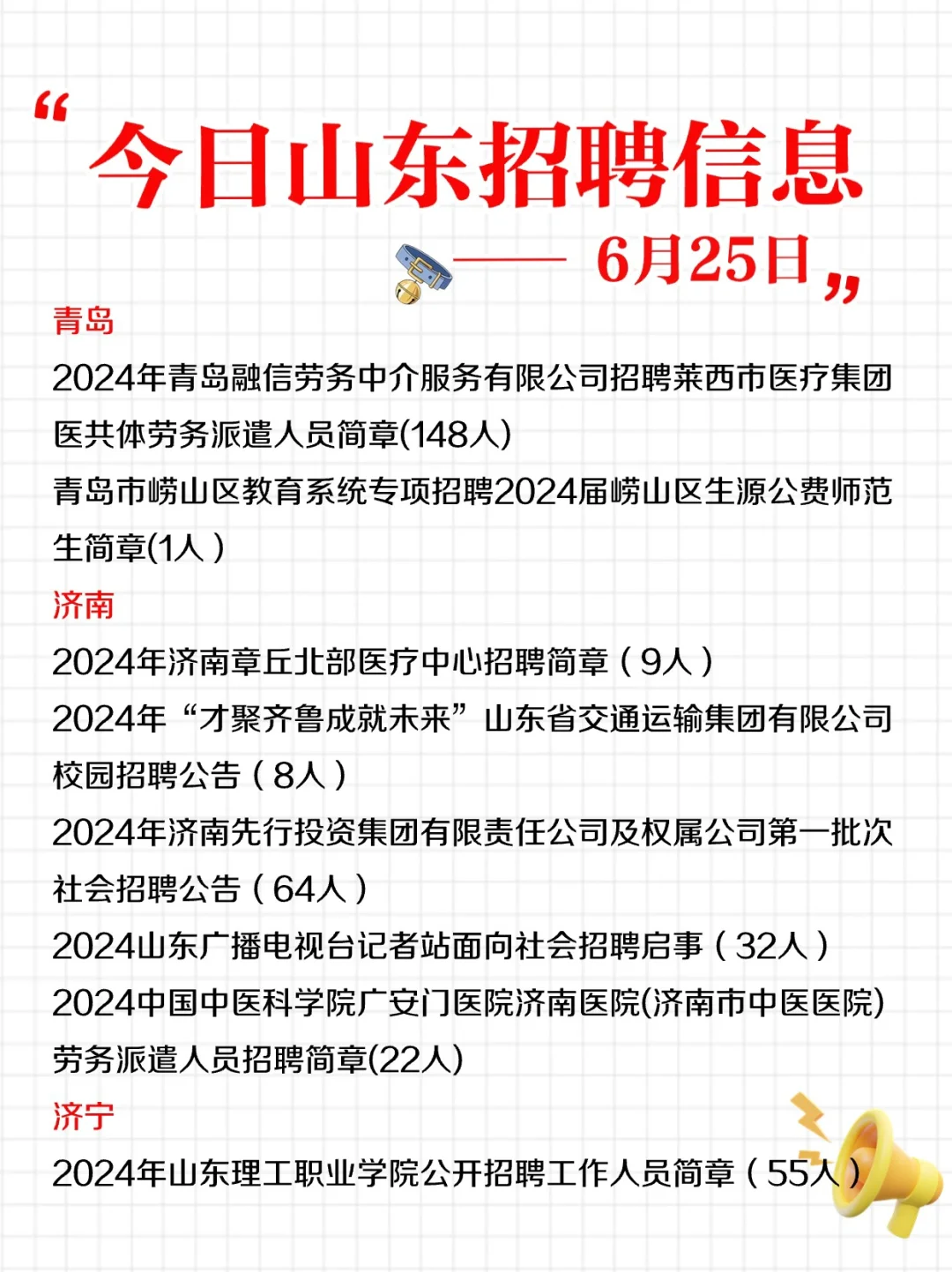 6月25日山东招聘信息