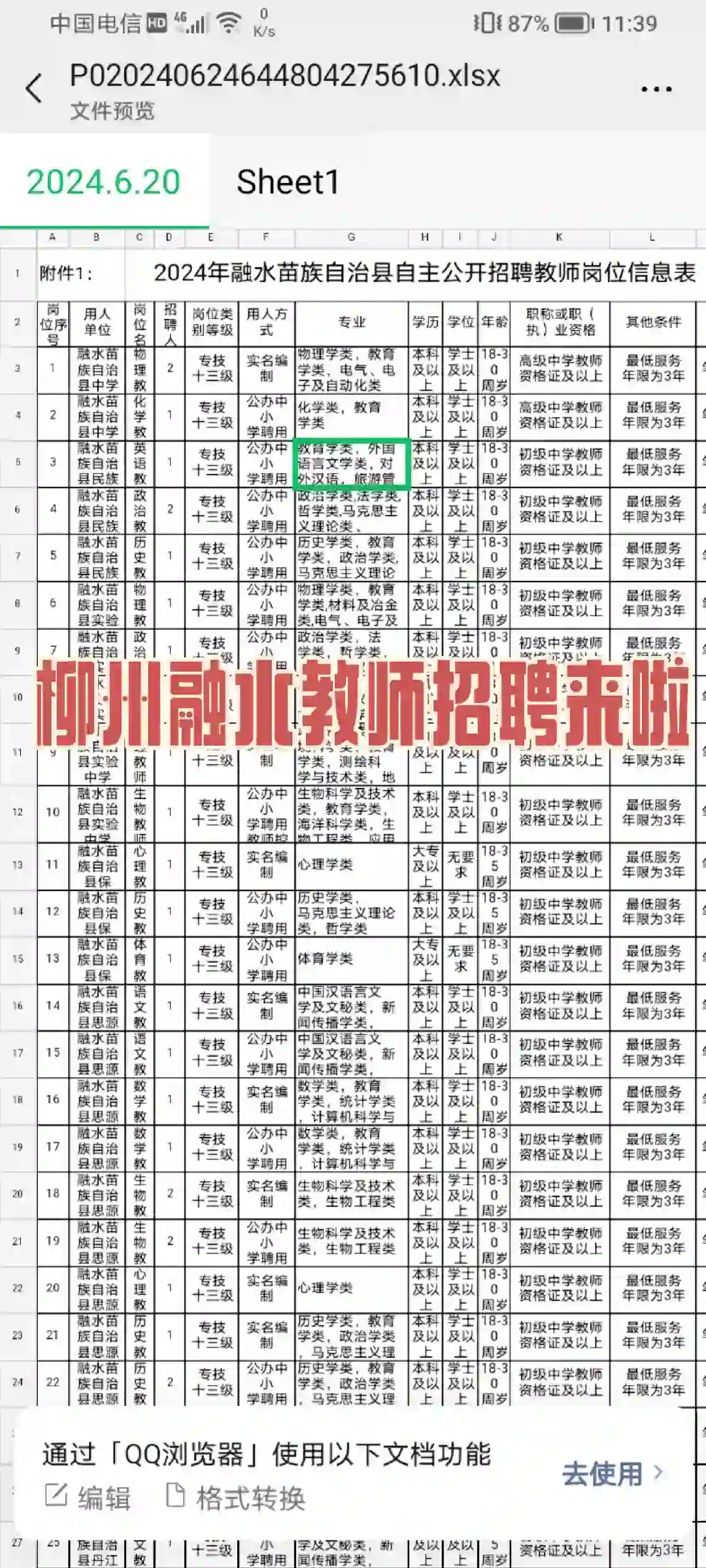 融水教师招聘教师69名