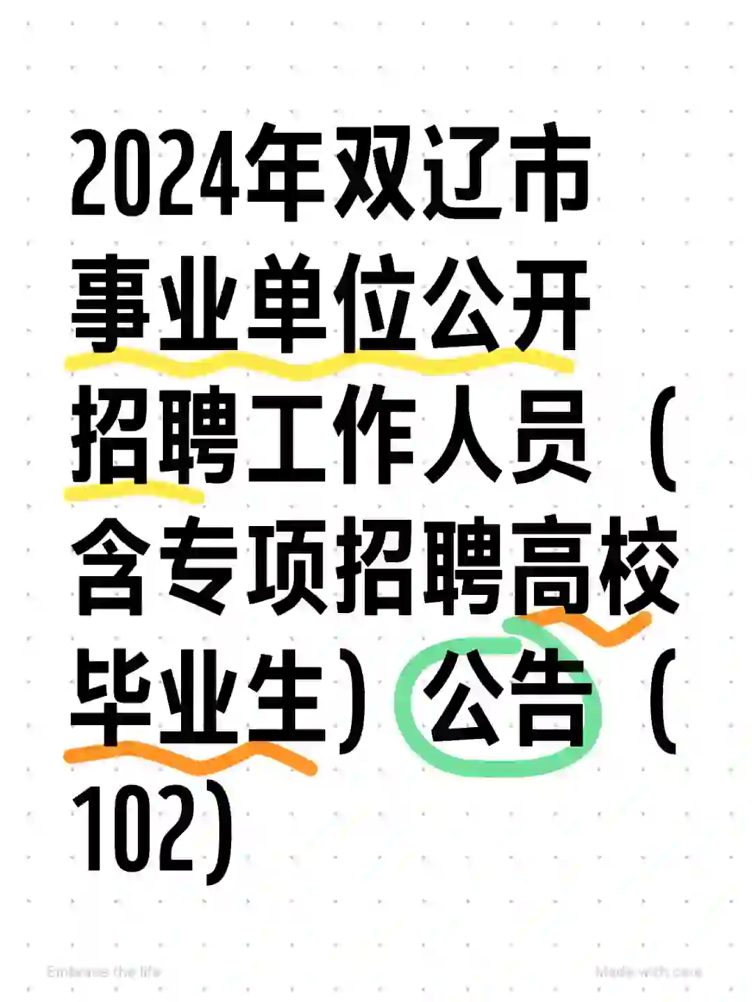 2024年双辽市事业单位公开招聘工作人员