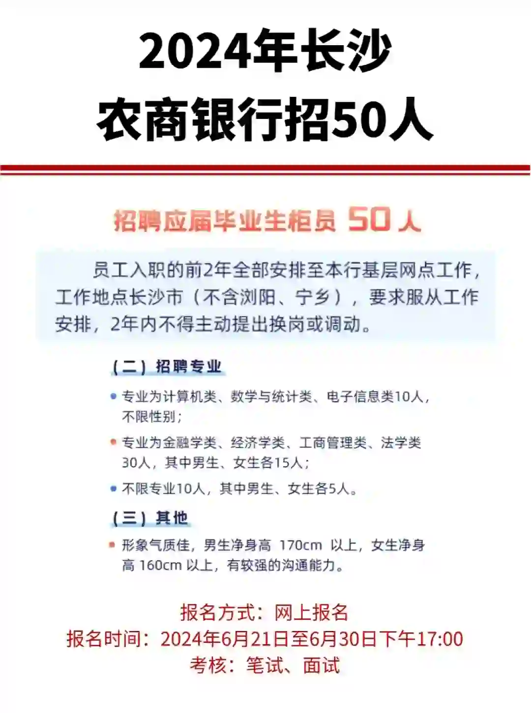 长沙农商行招聘