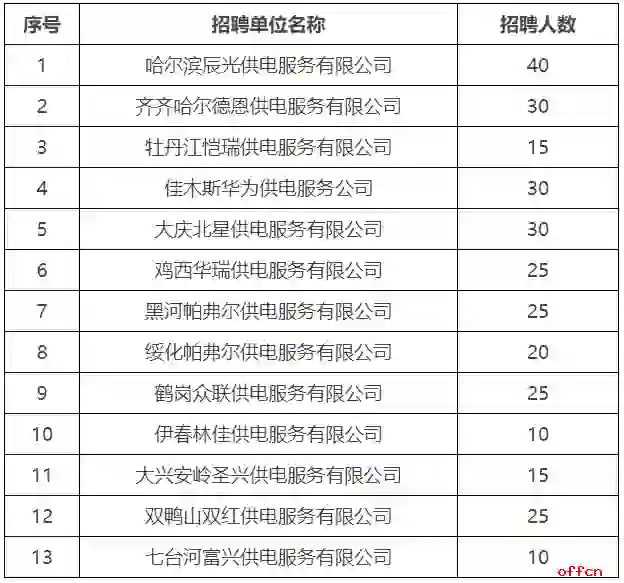 2024年黑龙江省各地供电服务公司招300人