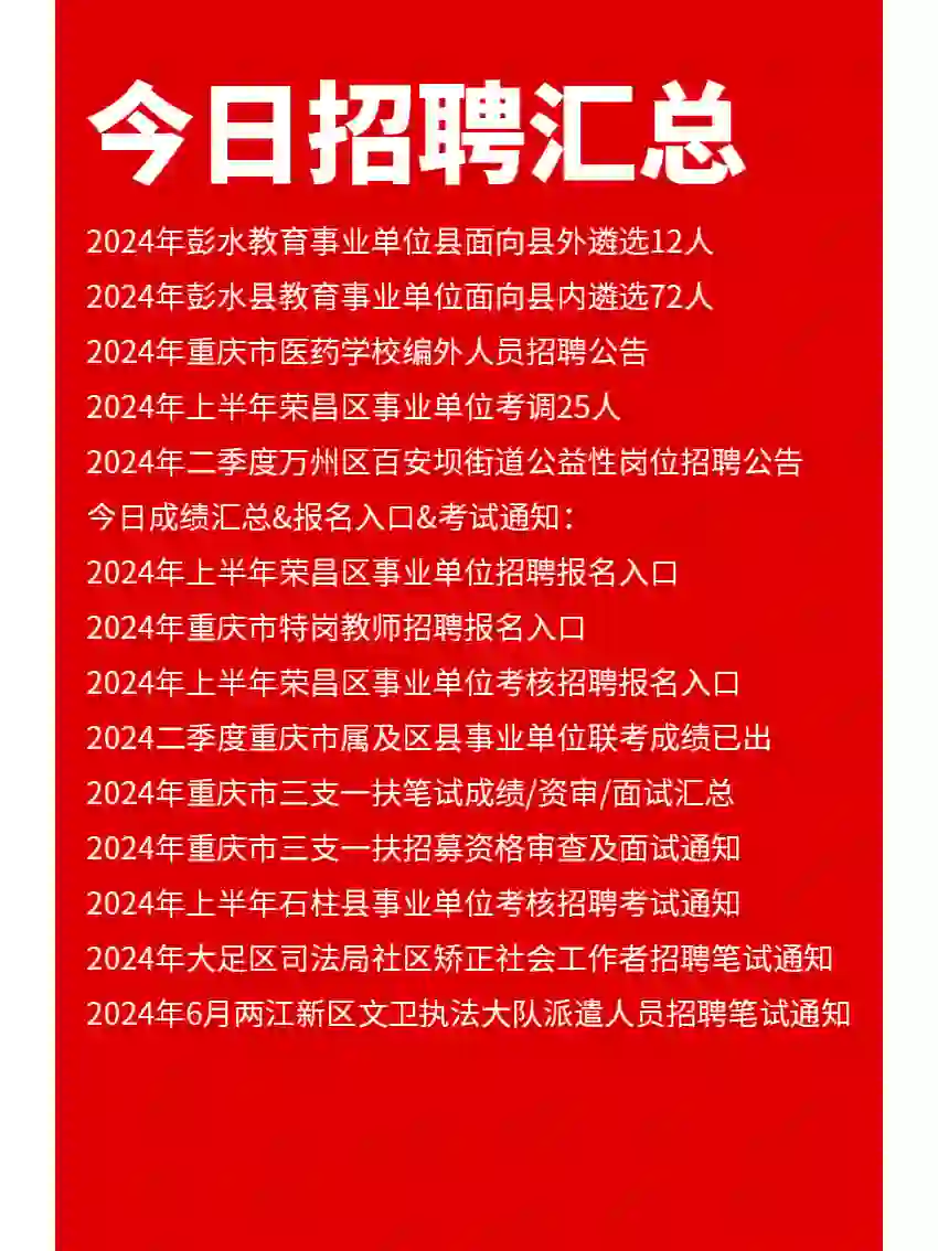 三支一扶 事业单位 教招考编 今日招聘汇总