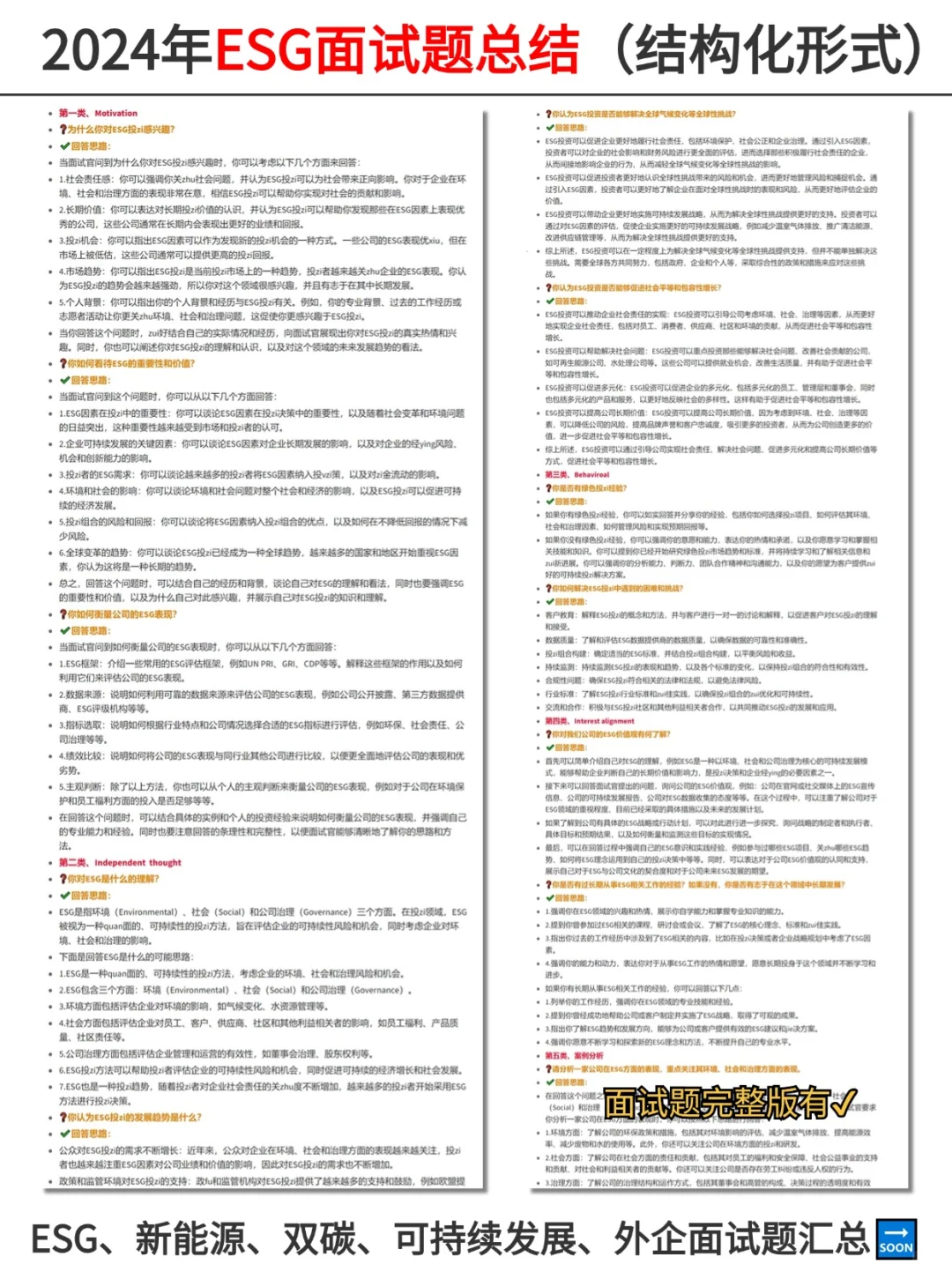 应届生开门！我是ESG岗位offer！