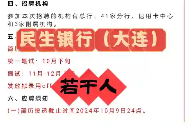 民生银行招聘！