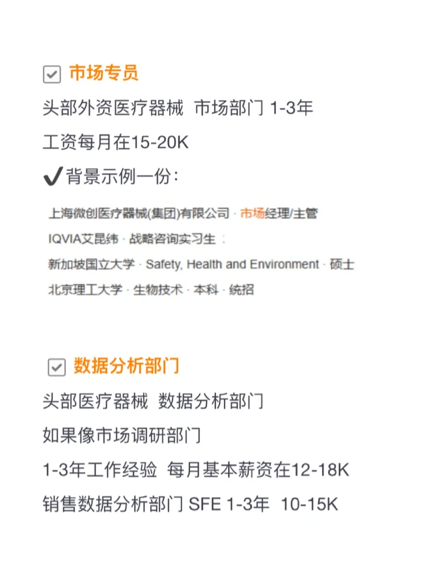 【应届求职】医疗器械公司常见岗位及薪资