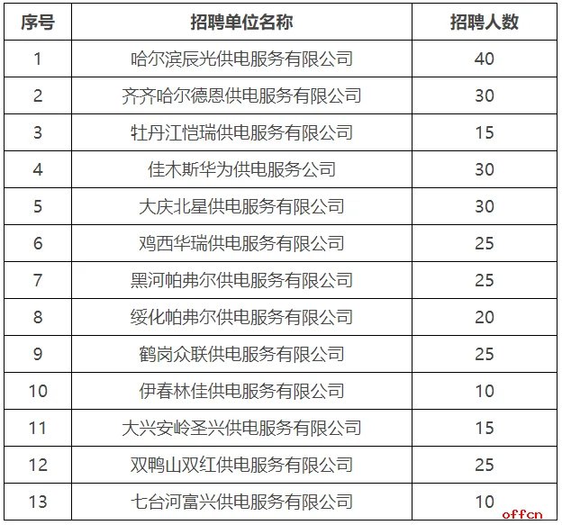 2024年黑龙江省各地供电服务公司招聘300人
