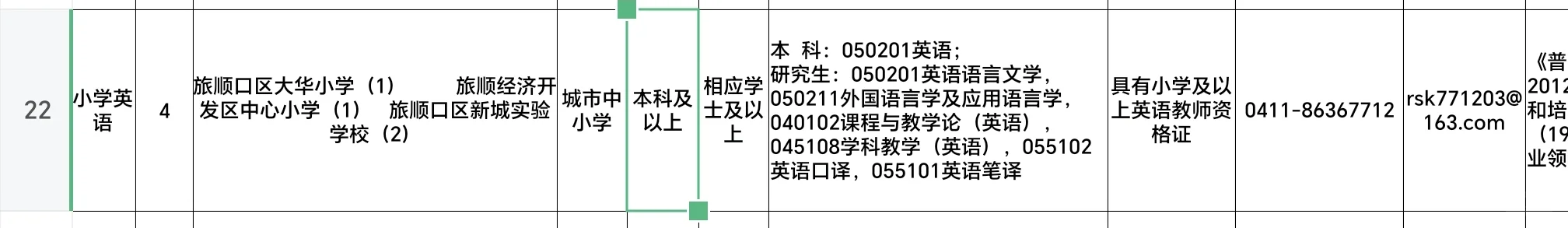 2024旅顺口教师招聘岗位