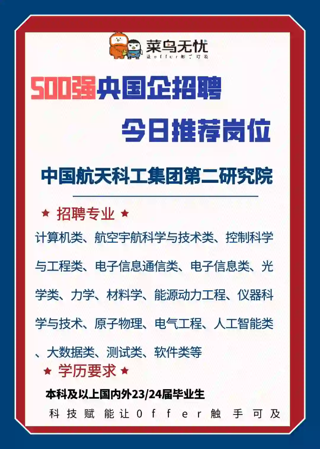 中国航天科工集团第二研究院 招聘
