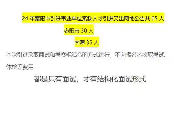 襄阳紧急人才招聘65人