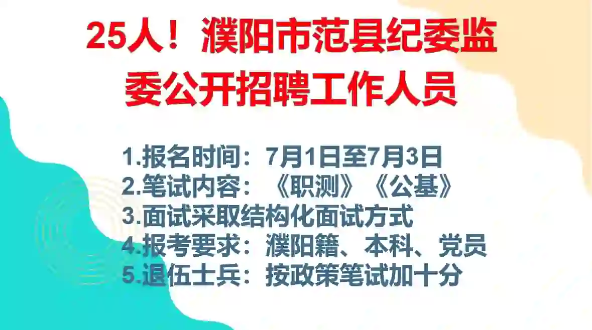 25人！濮阳范县纪委监委公开招聘