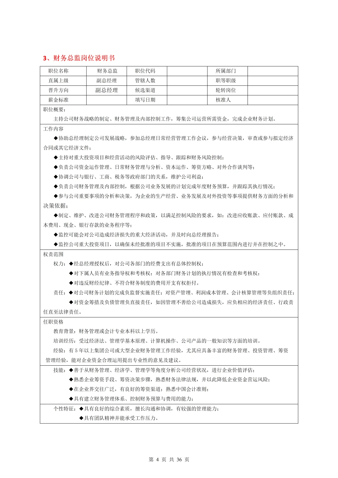 35个常见岗位说明书（合集）