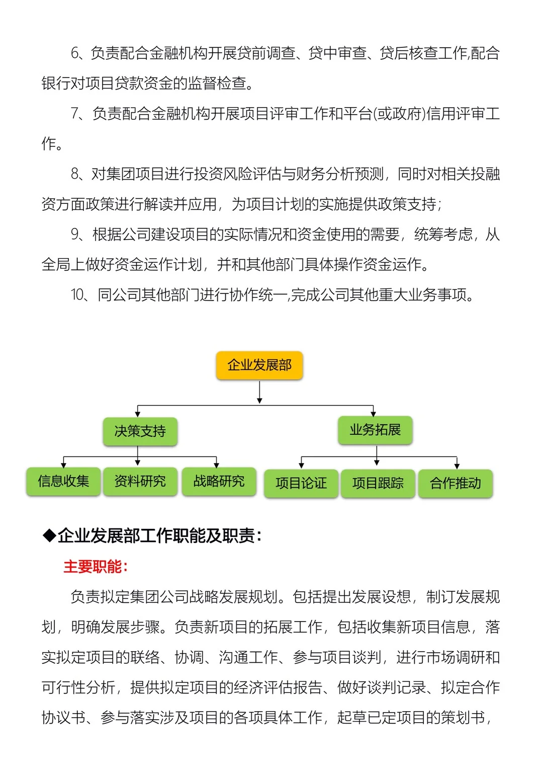 公司各部门岗位职责