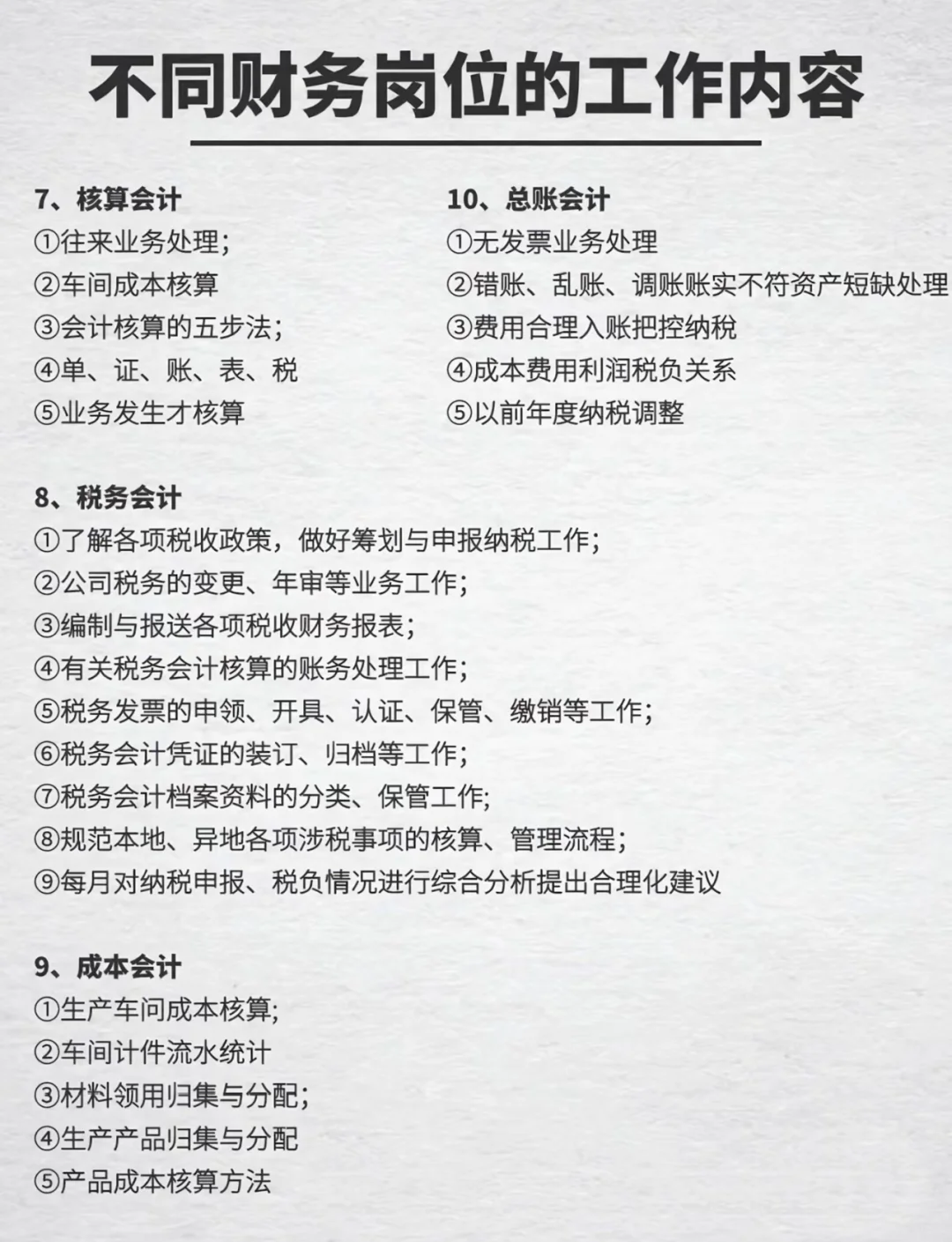 不同岗位的财务工作内容，你到底打了几份工