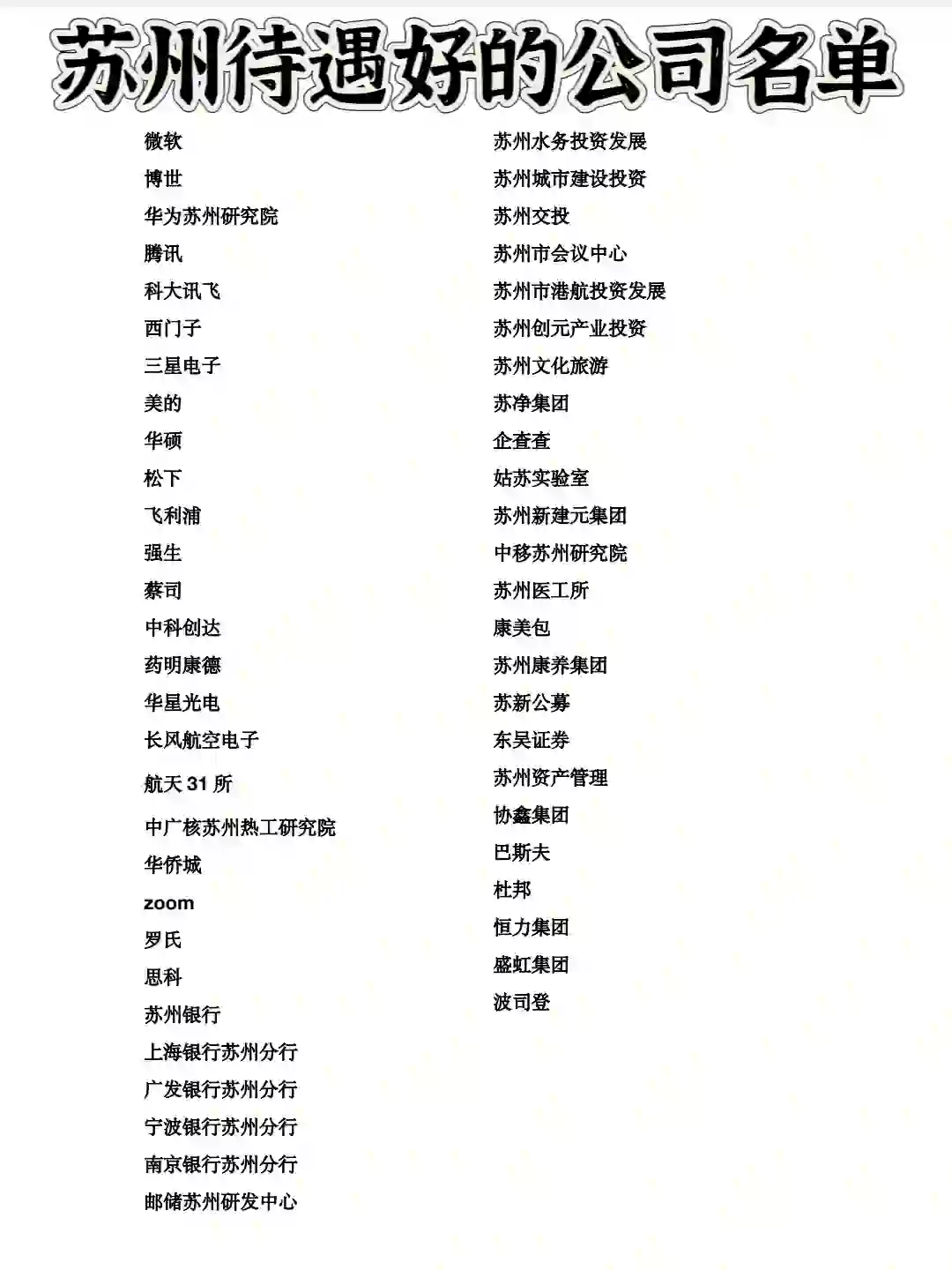苏州待遇好的公司名单