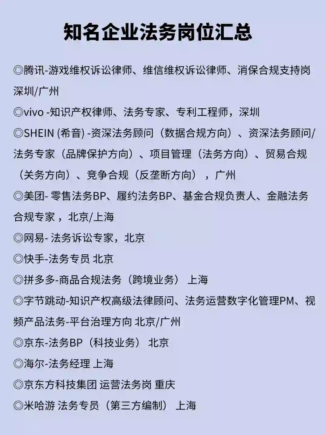 5.16知名企业法务岗位汇总🔥
