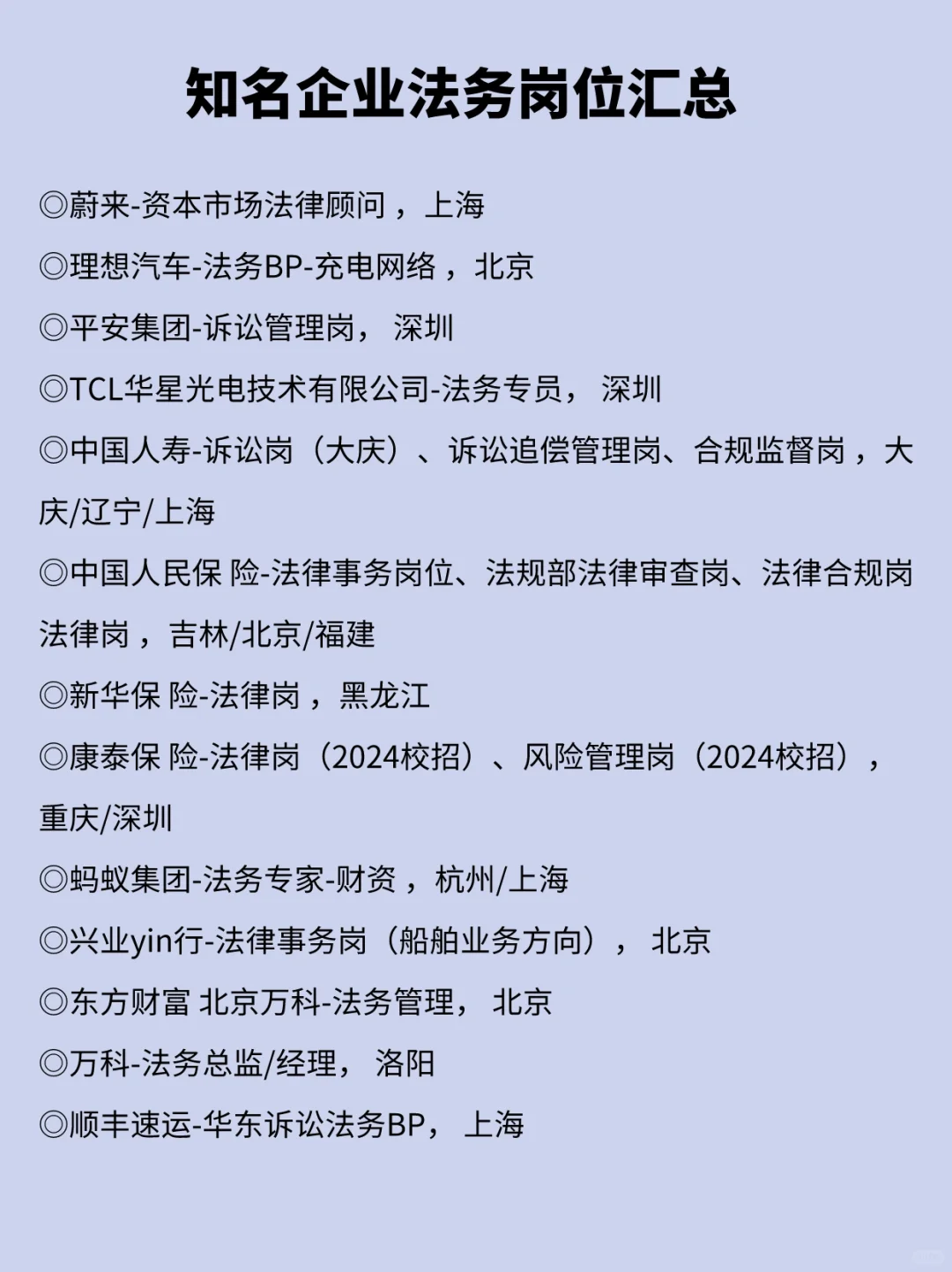 5.16知名企业法务岗位汇总🔥