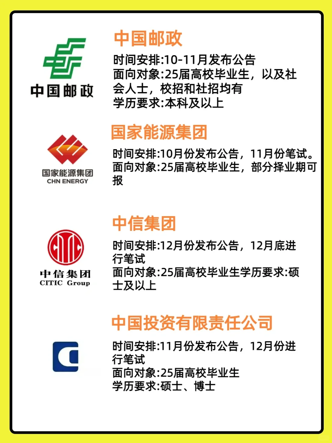 央国企|2025秋招汇总
