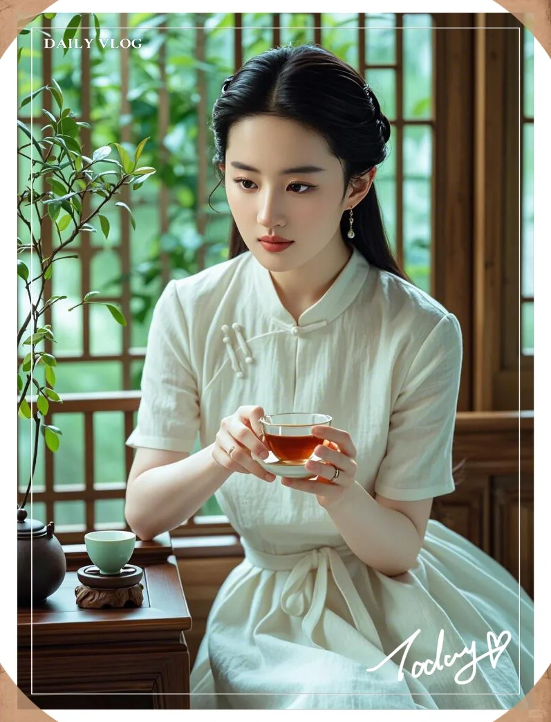 窗前茶台边的宁静时光，简单生活的艺术