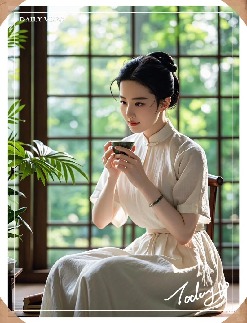 窗前茶台边的宁静时光，简单生活的艺术