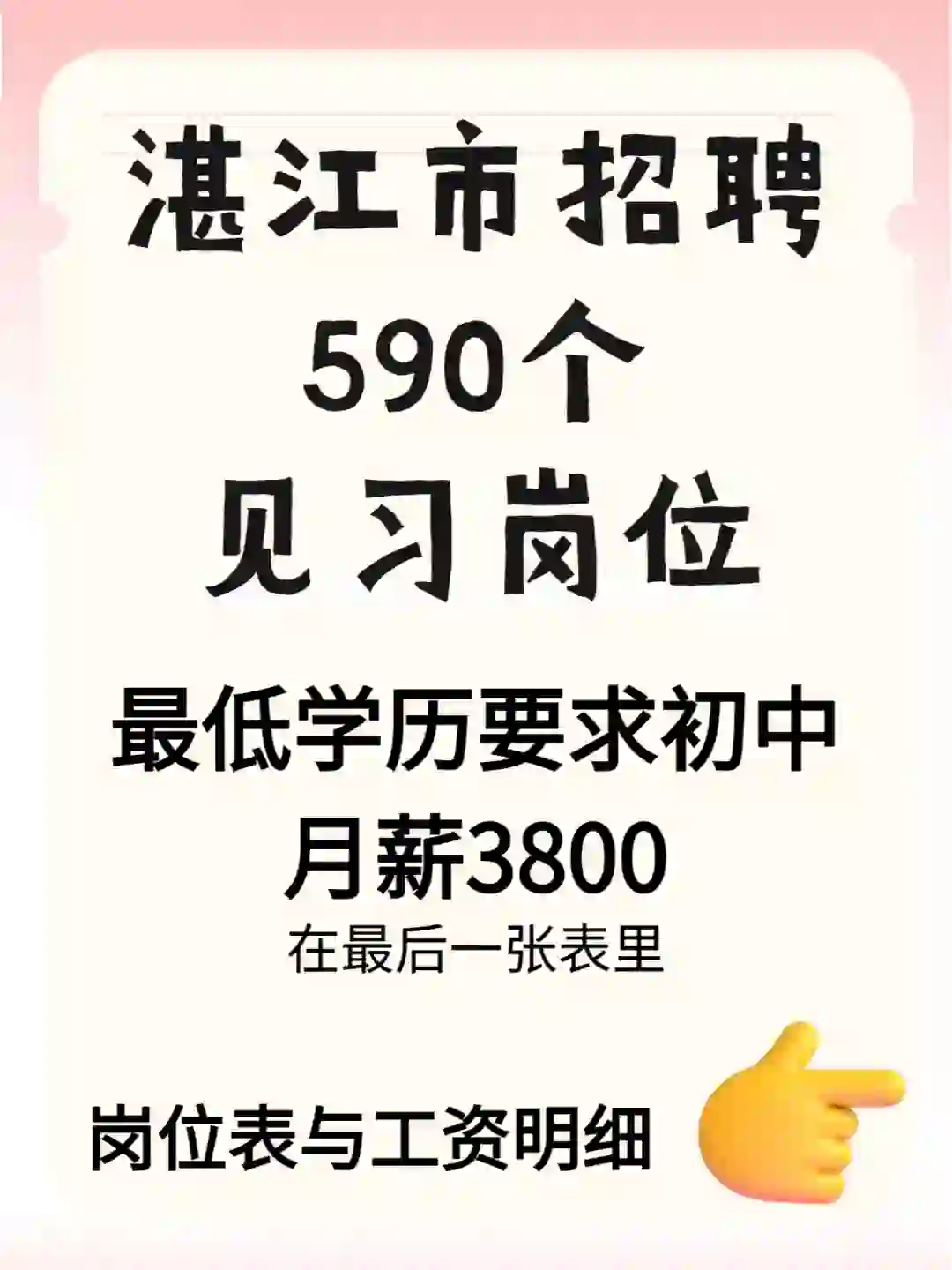 湛江市招聘590个见习岗位通告附工资表