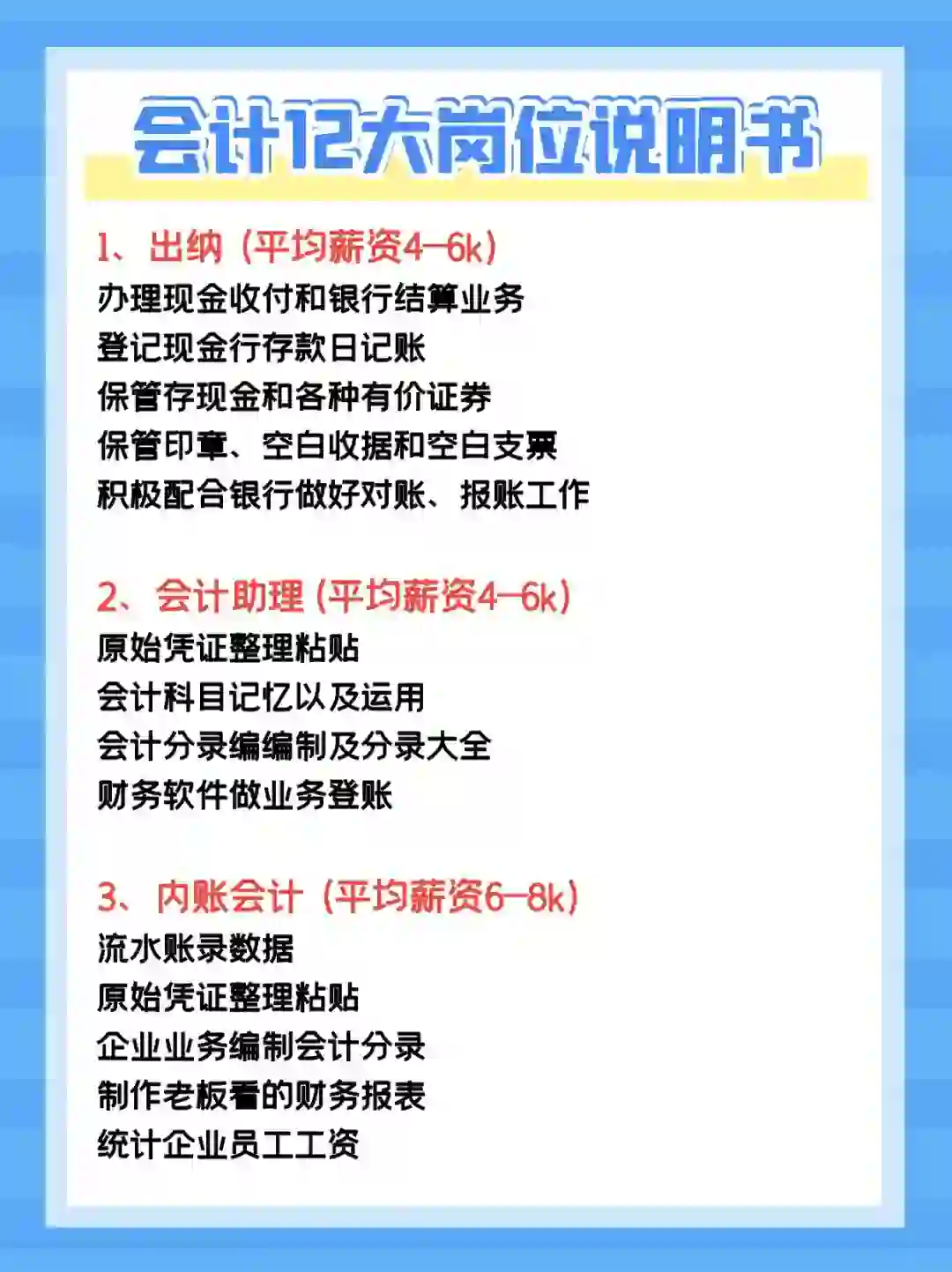 12个财务岗位说明解析🌟求职不再迷茫！